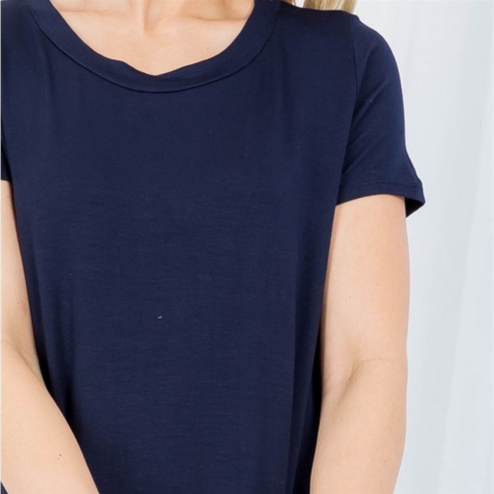 Navy Round Neck Ruffle Shirt dress sz S-m-l - Picture 5 of 6